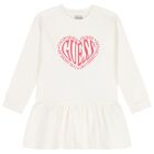 Girls White Logo Dress, 1, hi-res
