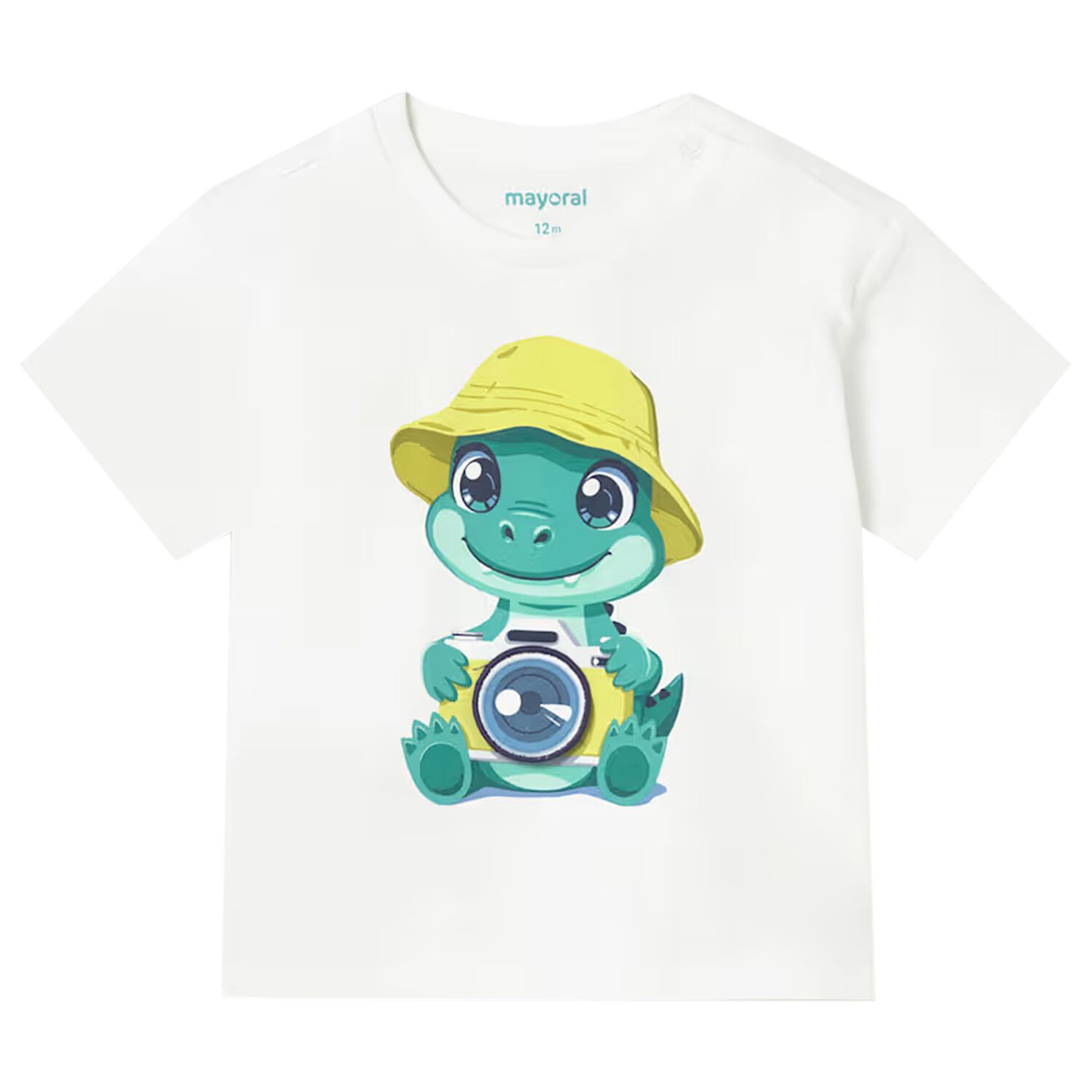Younger Boys White Crocodile T-Shirt, 1, hi-res