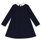 Girls Navy Blue Teddy Bear Dress, 2, hi-res