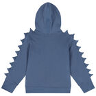 Boys Blue Monster Hooded Zip Up Top, 1, hi-res