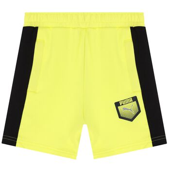 Boys Neon Yellow Logo Shorts