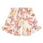 Younger Girls Ivory & Orange Butterfly Shorts Set, 1, hi-res