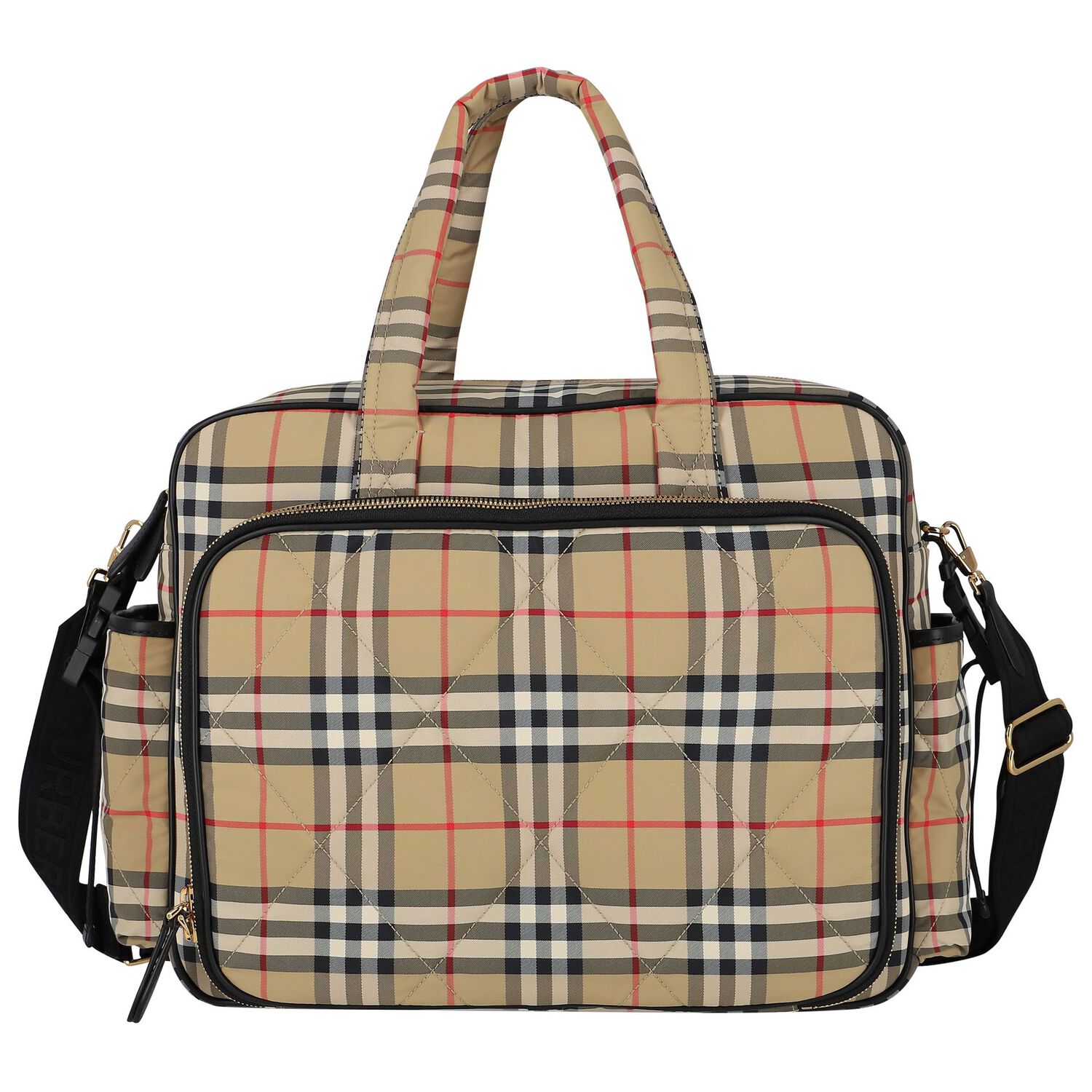 Beige Vintage Check Baby Changing Bag, 1, hi-res