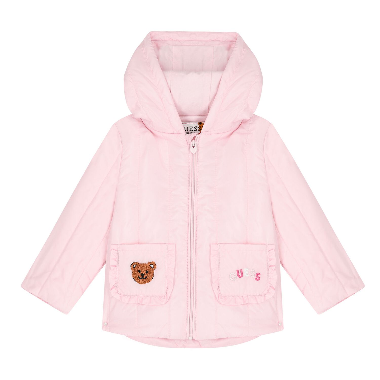 Younger Girls Pink Padded Puffer Jacket, 1, hi-res image number null