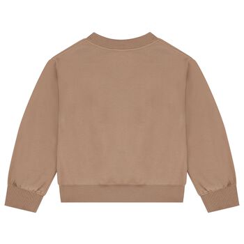 Girls Beige Logo Sweatshirt