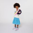 Girls White, Pink & Blue Logo Trainers, 1, hi-res