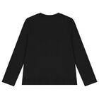 Boys Black Logo Long Sleeve Top, 3, hi-res
