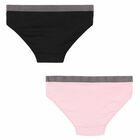 Girls Black & Pink Bikini Brief (2 Pack), 2, hi-res