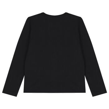 Girls Black Logo Long Sleeve Top
