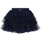 Girls Navy Blue Lace & Tulle Skirt, 3, hi-res