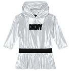 Girls Silver Logo Hooded Dress, 1, hi-res