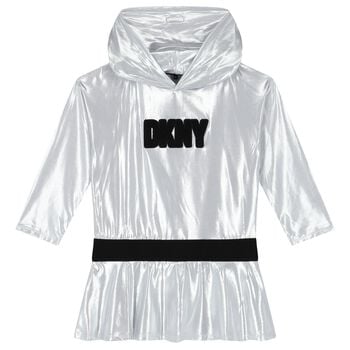 Girls Silver Logo Hooded Dress