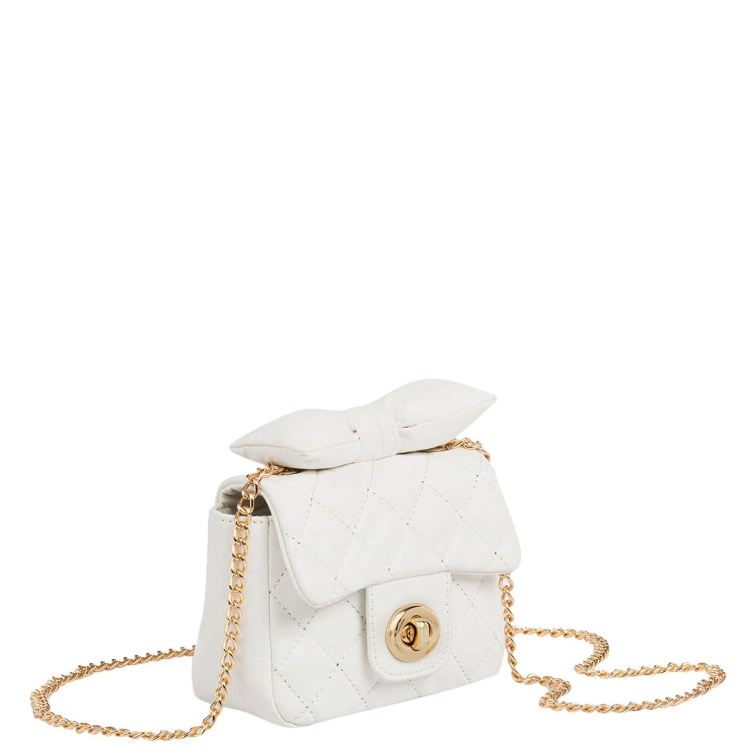 Girls White Bow Handbag, 1, hi-res