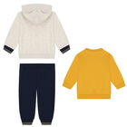 Baby Boys Yellow, Ivory & Navy 3-Piece Tracksuit, 1, hi-res