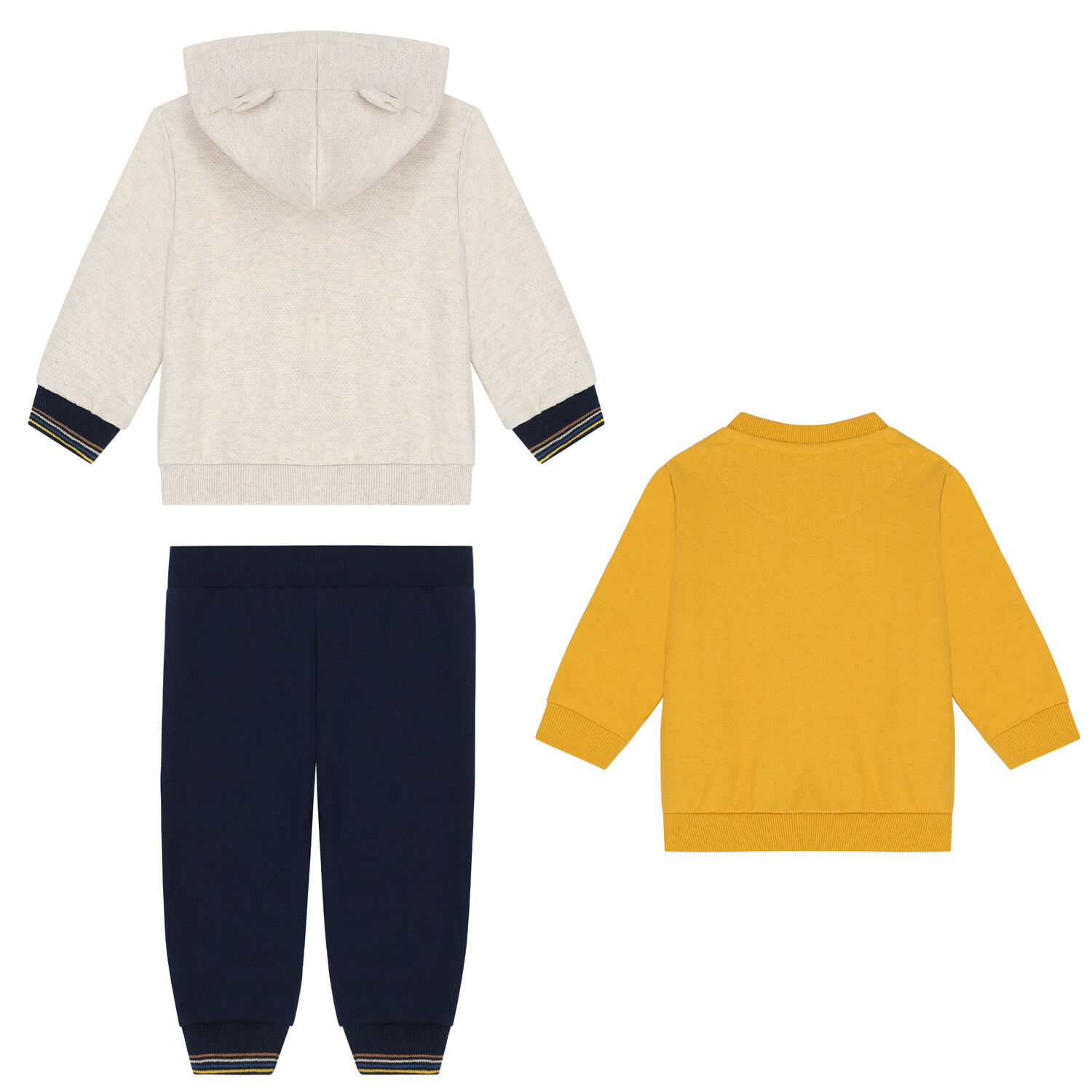 Baby Boys Yellow, Ivory & Navy 3-Piece Tracksuit, 1, hi-res image number null