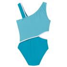 Girls Blue Cut Out Swimsuit, 1, hi-res