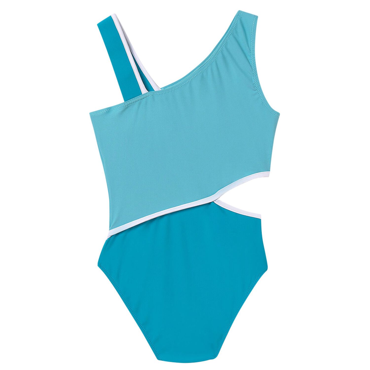 Girls Blue Cut Out Swimsuit, 1, hi-res