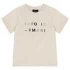 Boys Beige Logo T-Shirt, 1, hi-res