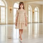 Girls Gold Sequin & Tulle Dress, 1, hi-res