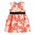 Girls Pale Pink & Orange Floral Dress, 1, hi-res