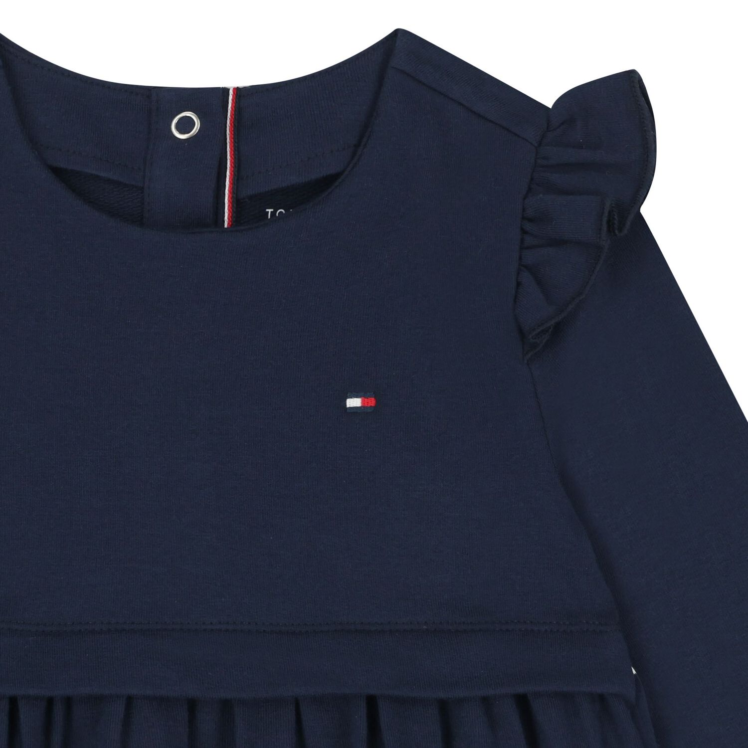 Baby Girls Navy Blue Logo Striped Dress, 1, hi-res