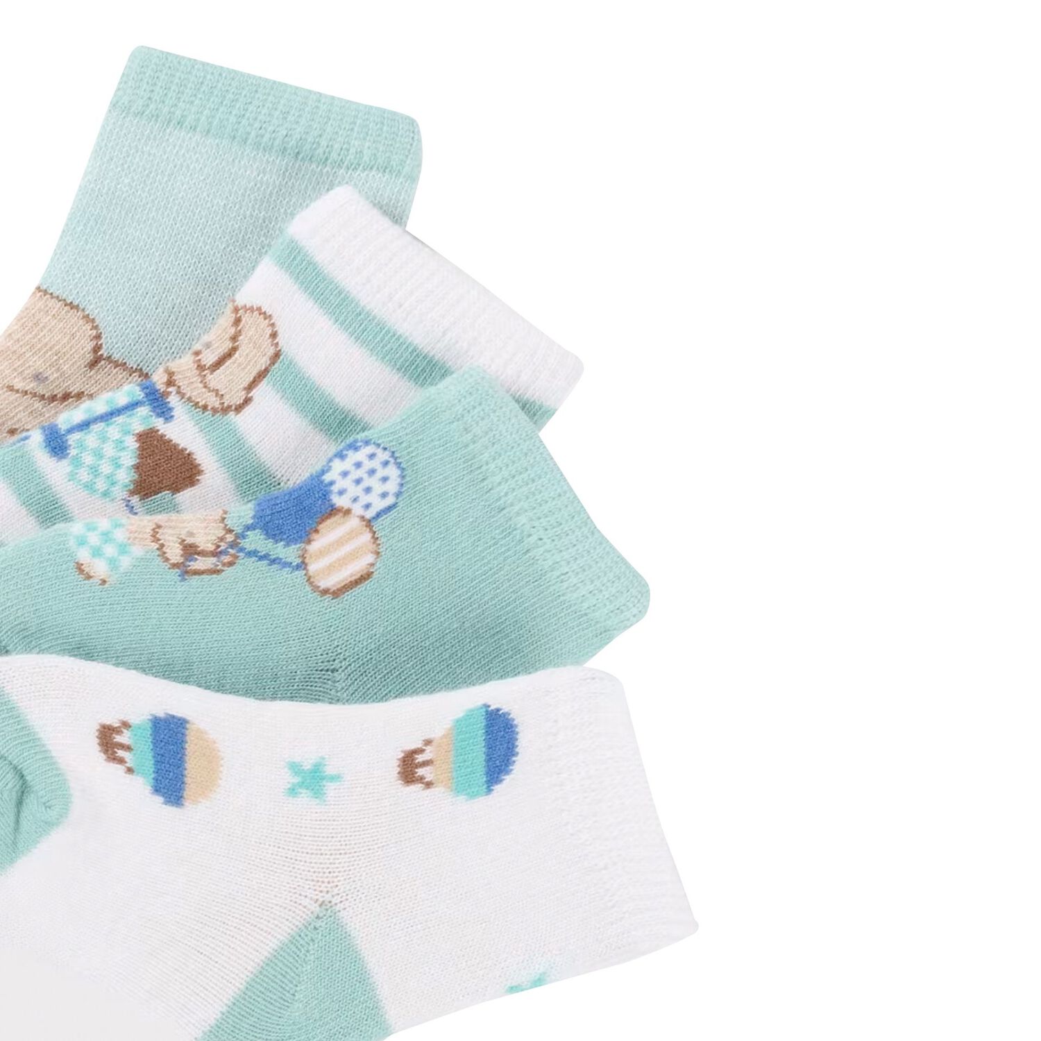 Baby Boys Aqua & White Socks ( 4-Pack ), 1, hi-res