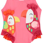 Girls Pink Birds Swimsuit, 1, hi-res