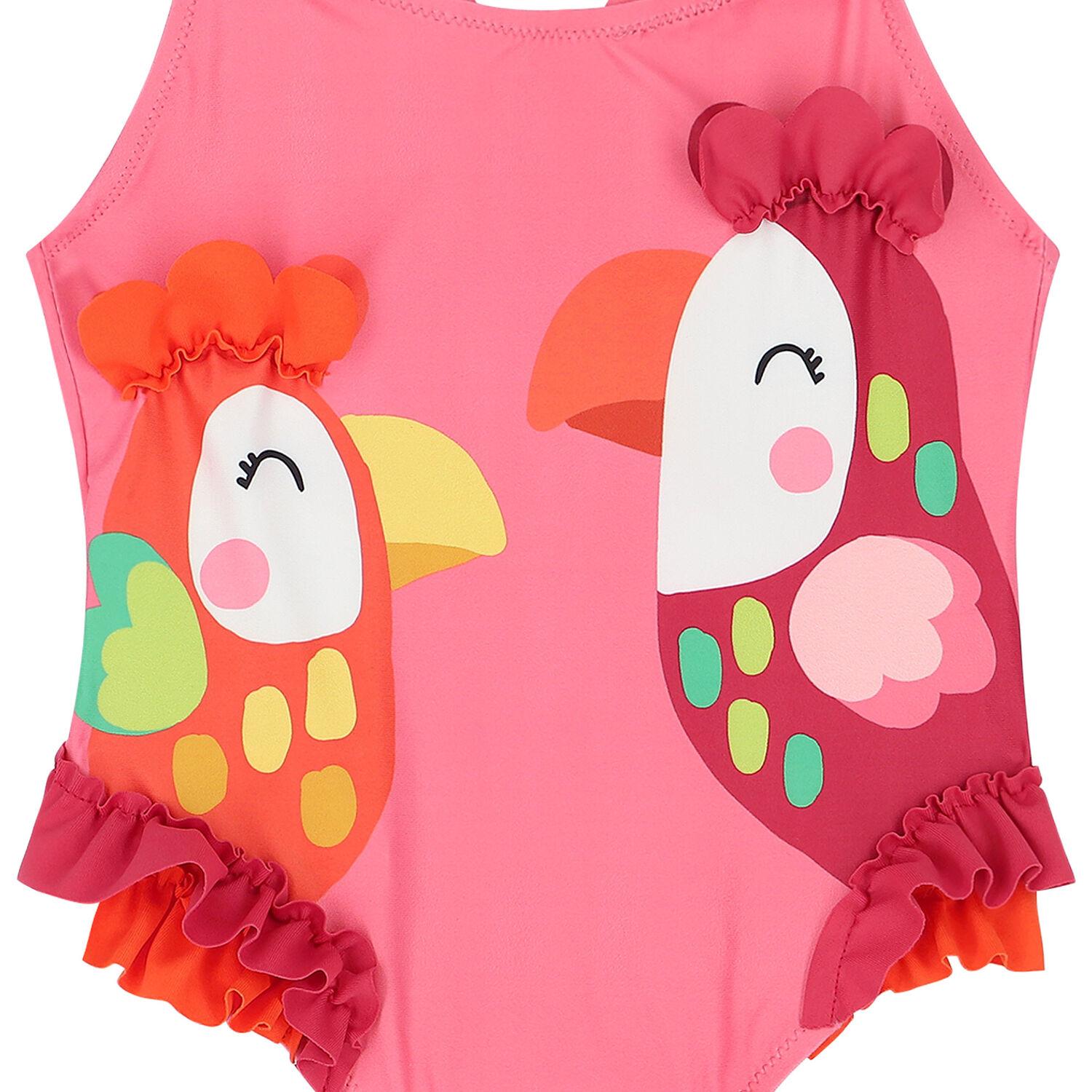 Girls Pink Birds Swimsuit, 1, hi-res image number null