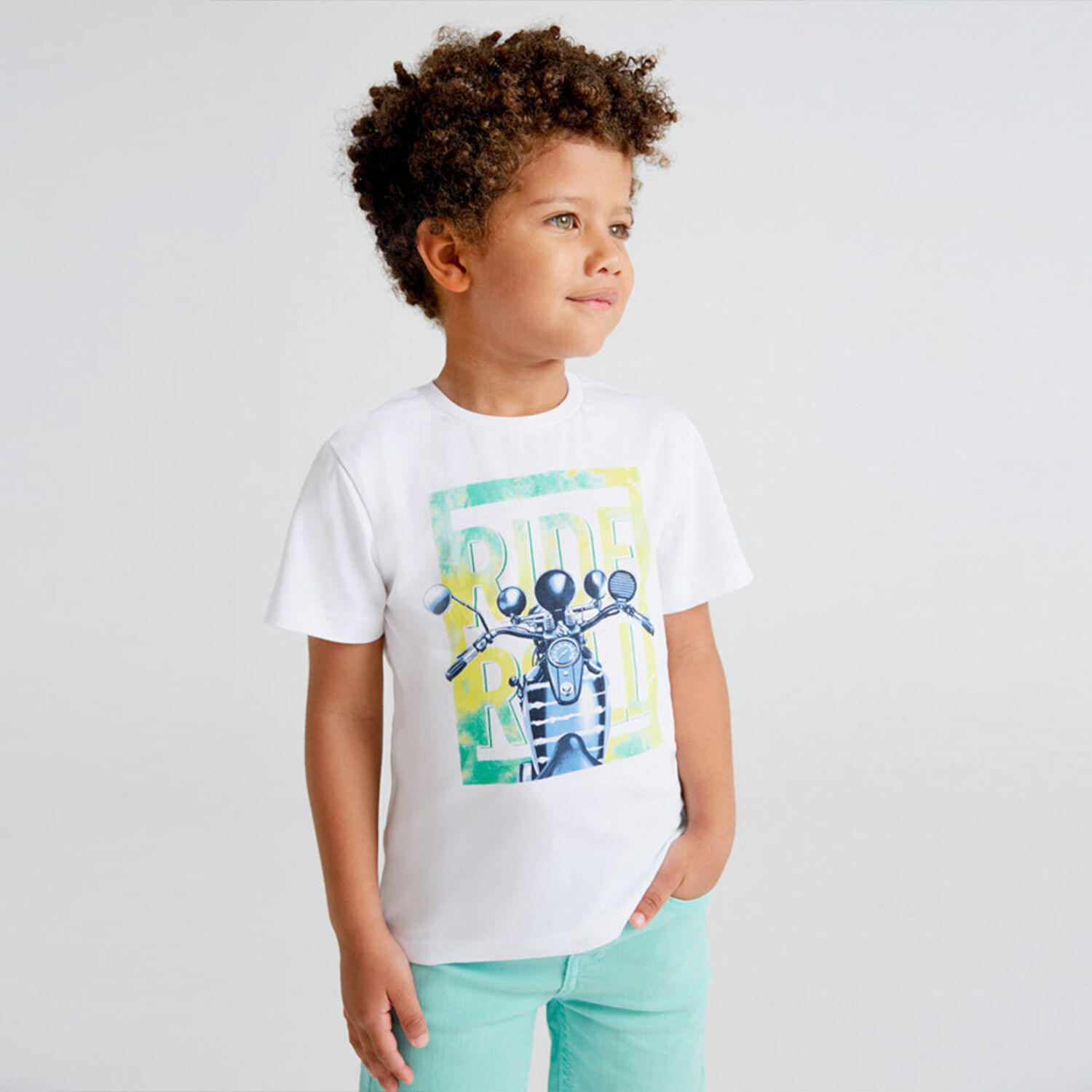 Boys White Motorcycle T-Shirt, 1, hi-res
