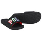 Boys Black Logo Sliders, 1, hi-res