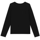 Girls Black Logo Long Sleeve Top, 2, hi-res
