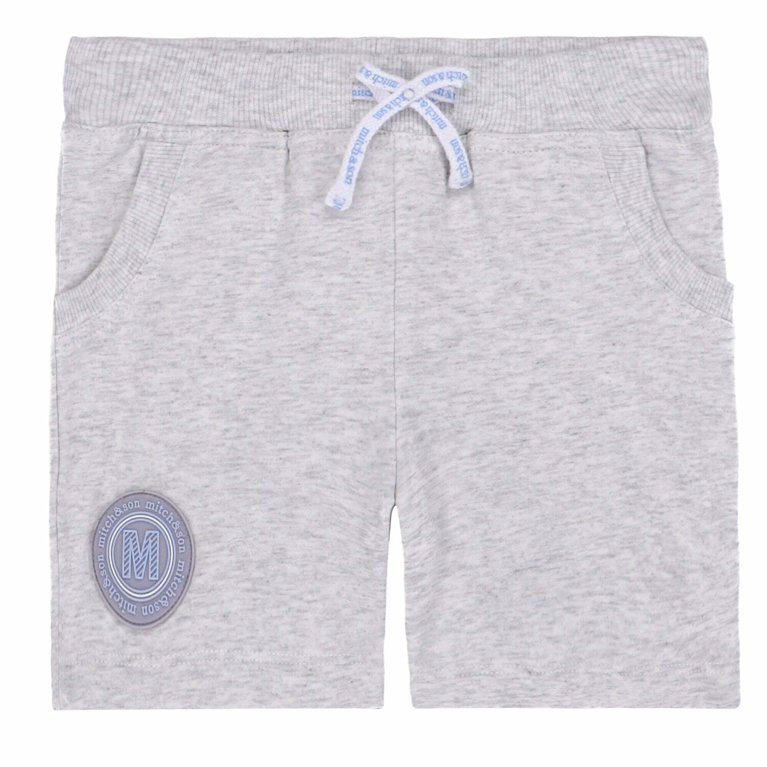 Younger Boys Grey Melange Sweat Shorts, 1, hi-res