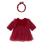 Baby Girls Red & Gold Reindeer Dress Set, 1, hi-res