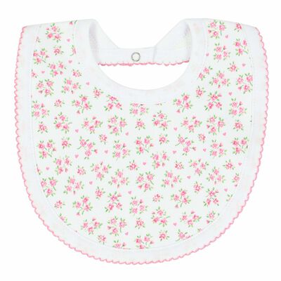 Baby Girls White & Pink Floral Bib