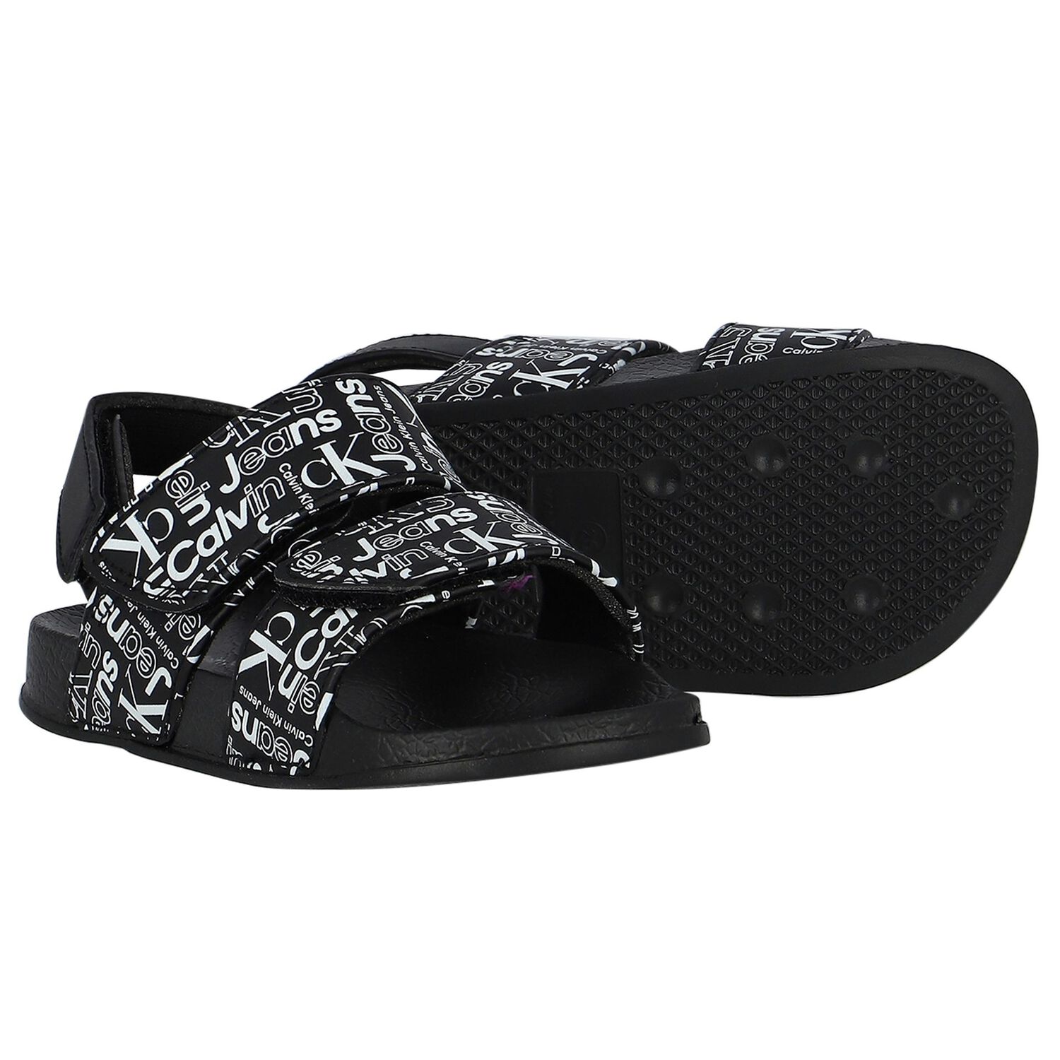 Black Logo Sandals, 1, hi-res