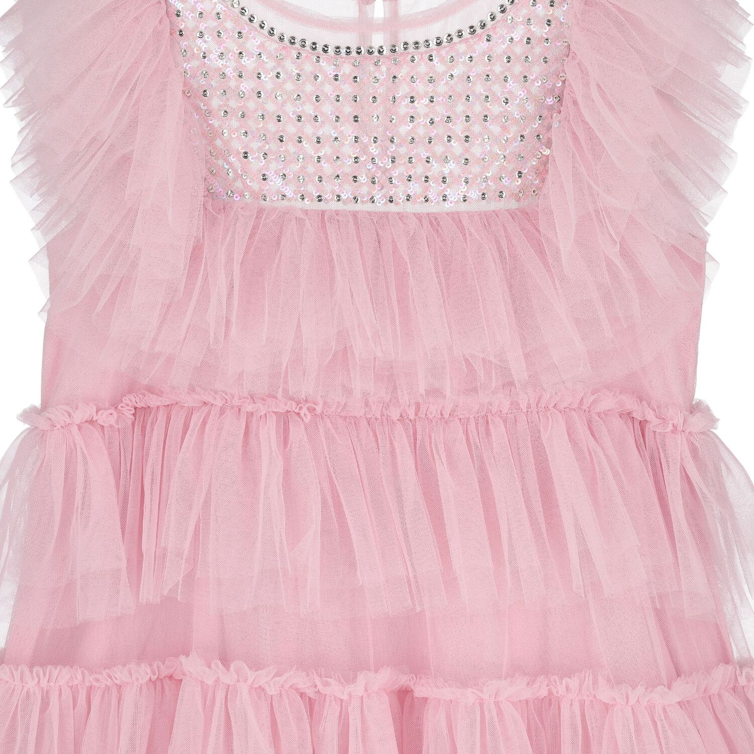 Girls Pink Sequin Tulle Dress, 1, hi-res