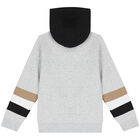 Boys Grey Logo Hooded Zip Up Top, 1, hi-res