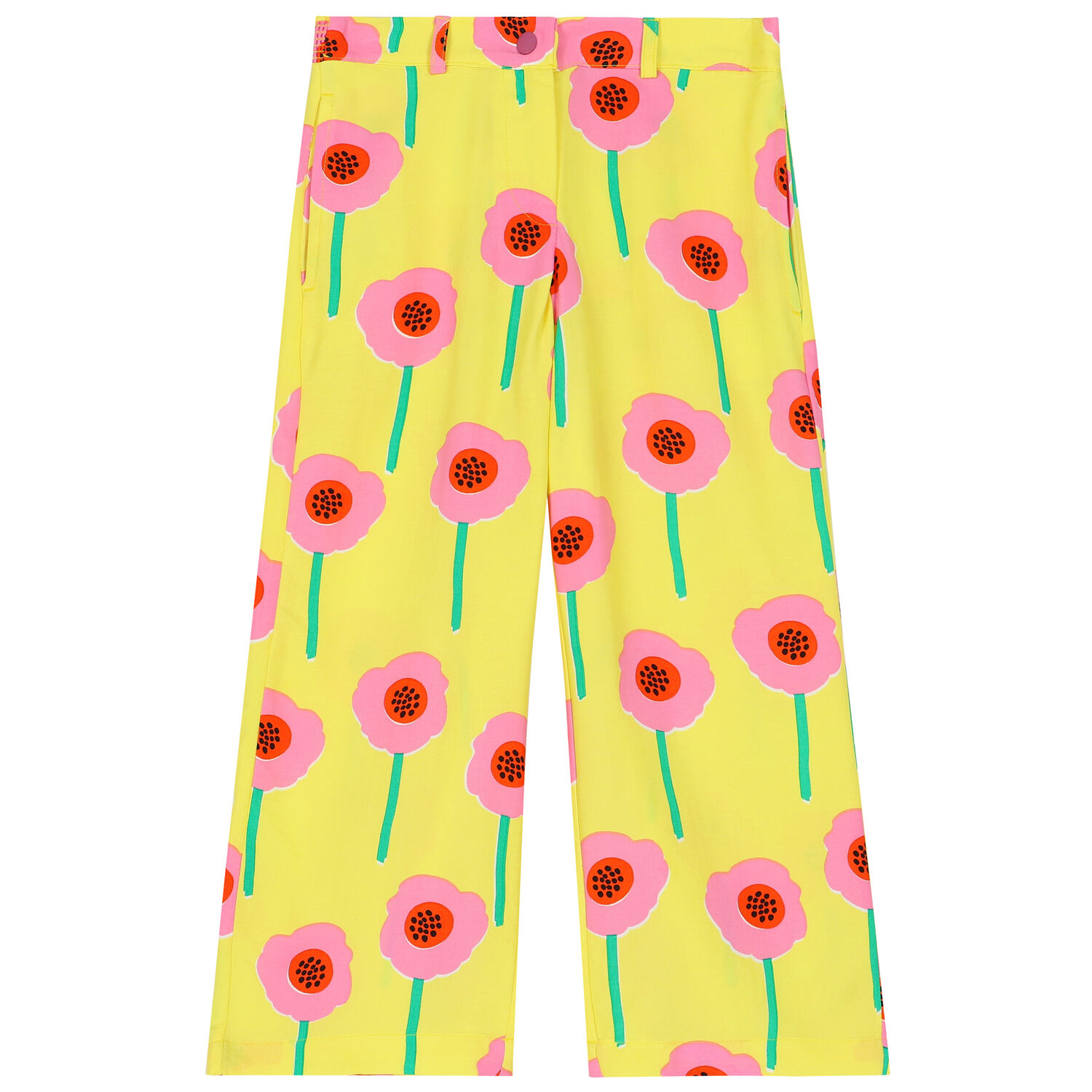 Girls Yellow Floral Trousers, 1, hi-res image number null