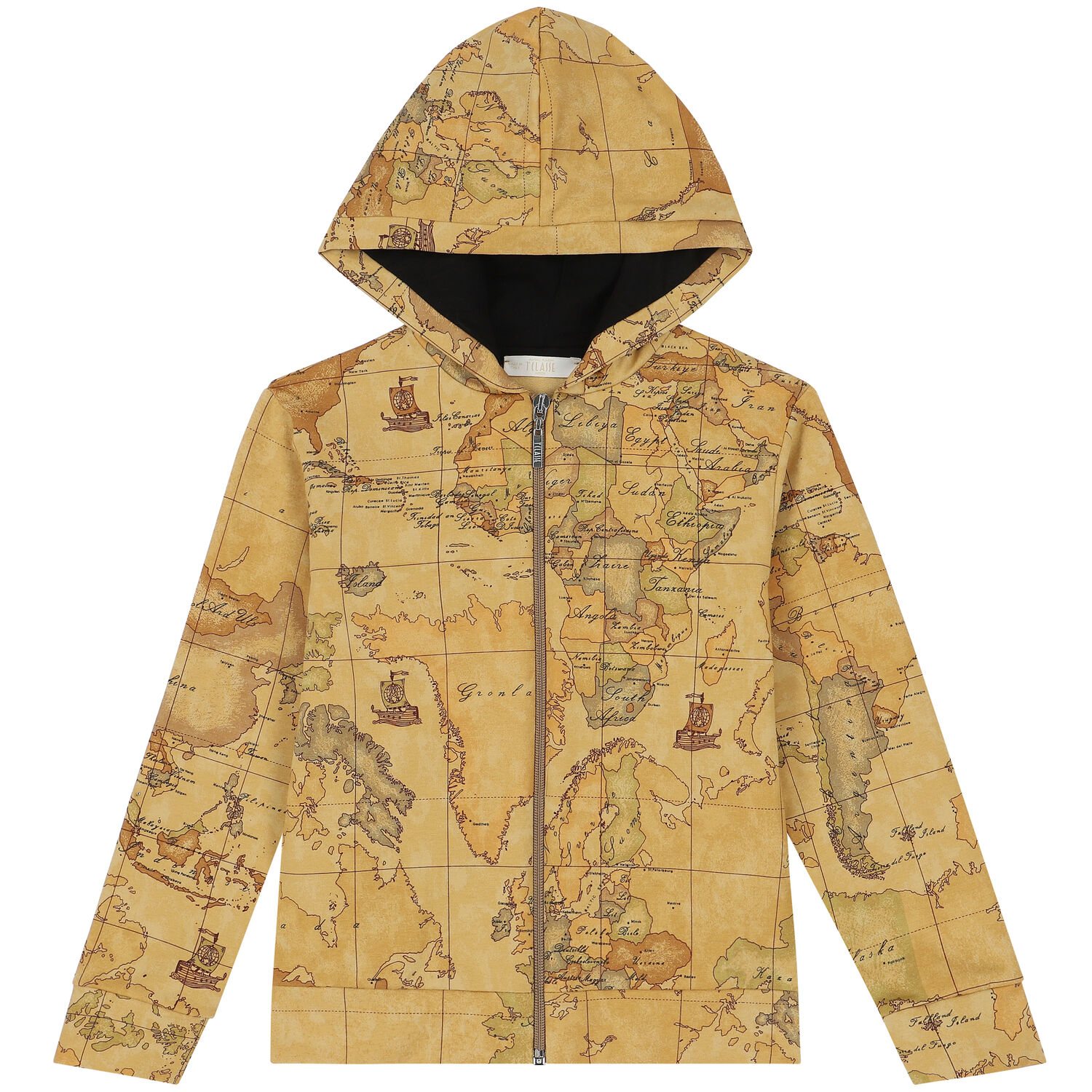 Boys Beige & Black Logo Geo Map Tracksuit, 1, hi-res image number null