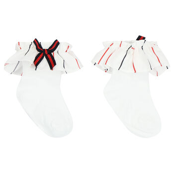 Baby Girls White Striped Socks