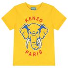Boys Yellow Elephant Logo T-Shirt, 2, hi-res