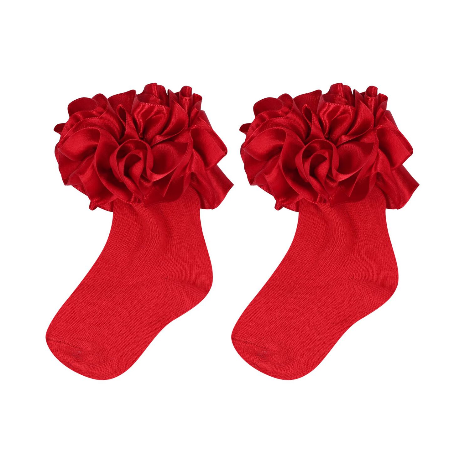 Baby Girls Red Ruffled Socks, 4, hi-res
