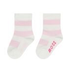 Baby Girls White & Pink Logo Socks ( 3-Pack ) , 1, hi-res
