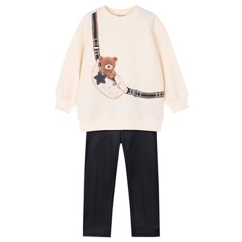 Mayoral Girls Ivory & Black Bag Leggings Set, 1 Girls Ivory & Black Bag Leggings Set