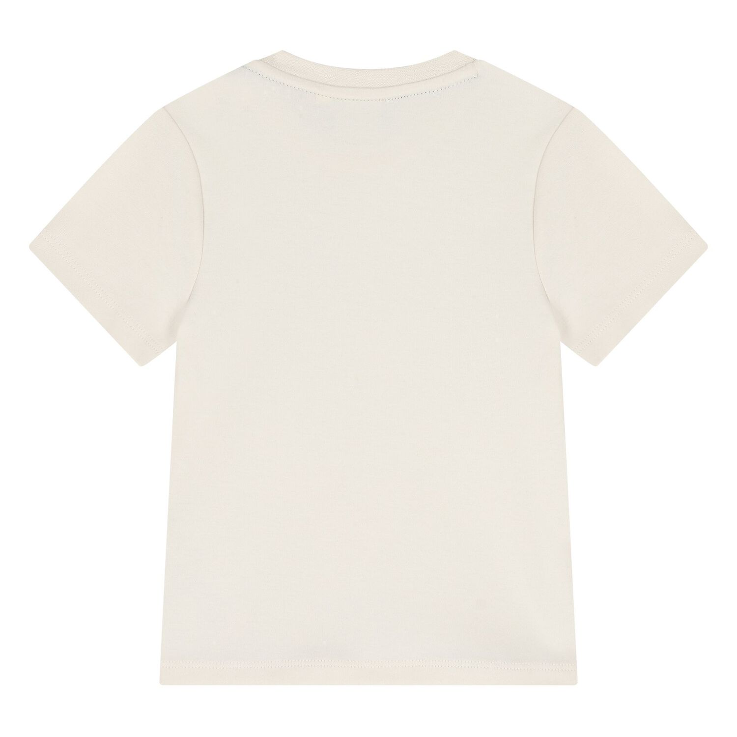Younger Boys White & Beige Logo Te-Shirt, 1, hi-res