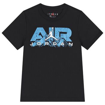 Boys Black Jordan Logo & Mountainside T-Shirt
