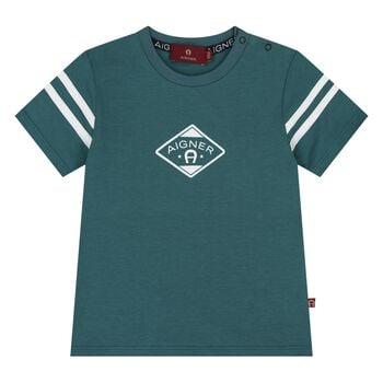 Younger Boys Green Logo T-Shirt 