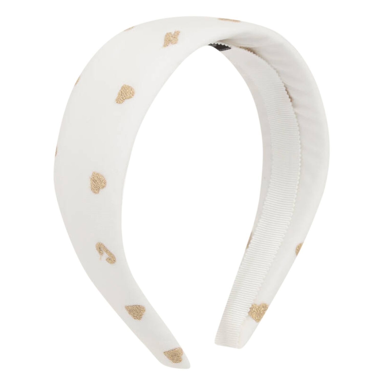 Girls White & Gold Hearts Headband, 1, hi-res image number null