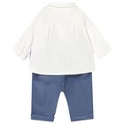Baby Boys White & Blue Waistcoat Suit, 1, hi-res