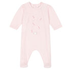 Baby Girls Pink Embroidered Babygrow, 1, hi-res